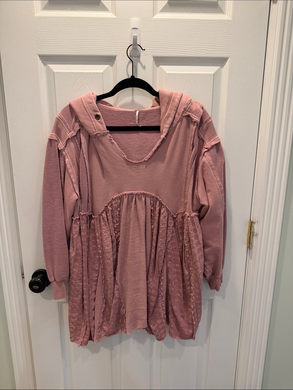 Free People Dusty Rose Hooded Babydoll Tunic like new!